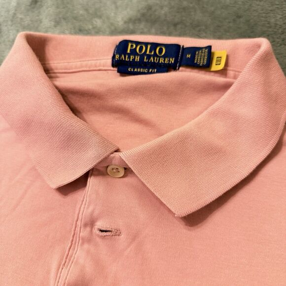 Men's Soft Cotton Polo 'Ralph Lauren' Classic Fit Pink Sz M Authentic QR Code - Picture 2 of 6
